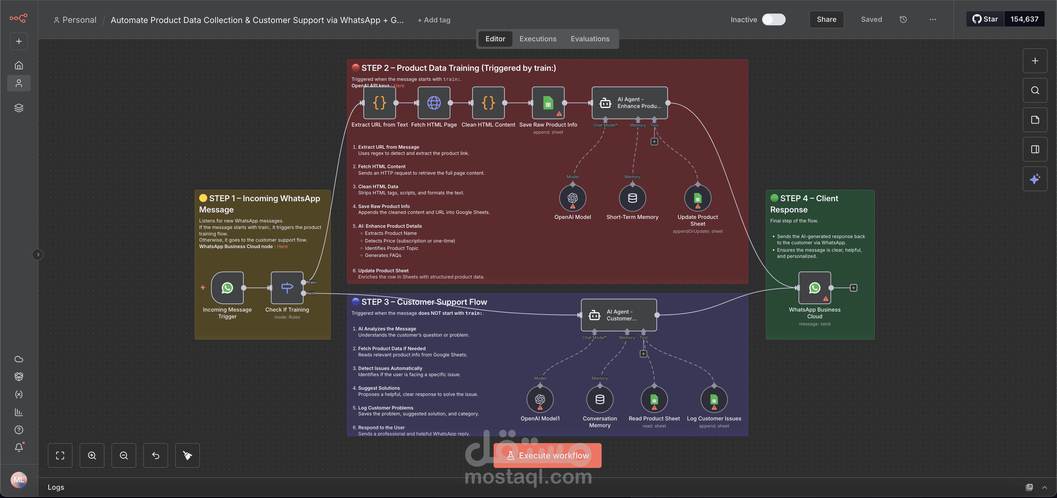 تقديم حلول اتمتة مبتكرة متكاملة: مُصمم سير العمل AI Automation with n8n, zapier ,chat gpt