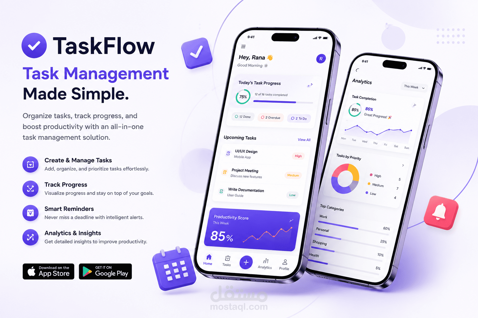 TaskFlow – Modern Task Management Mobile App