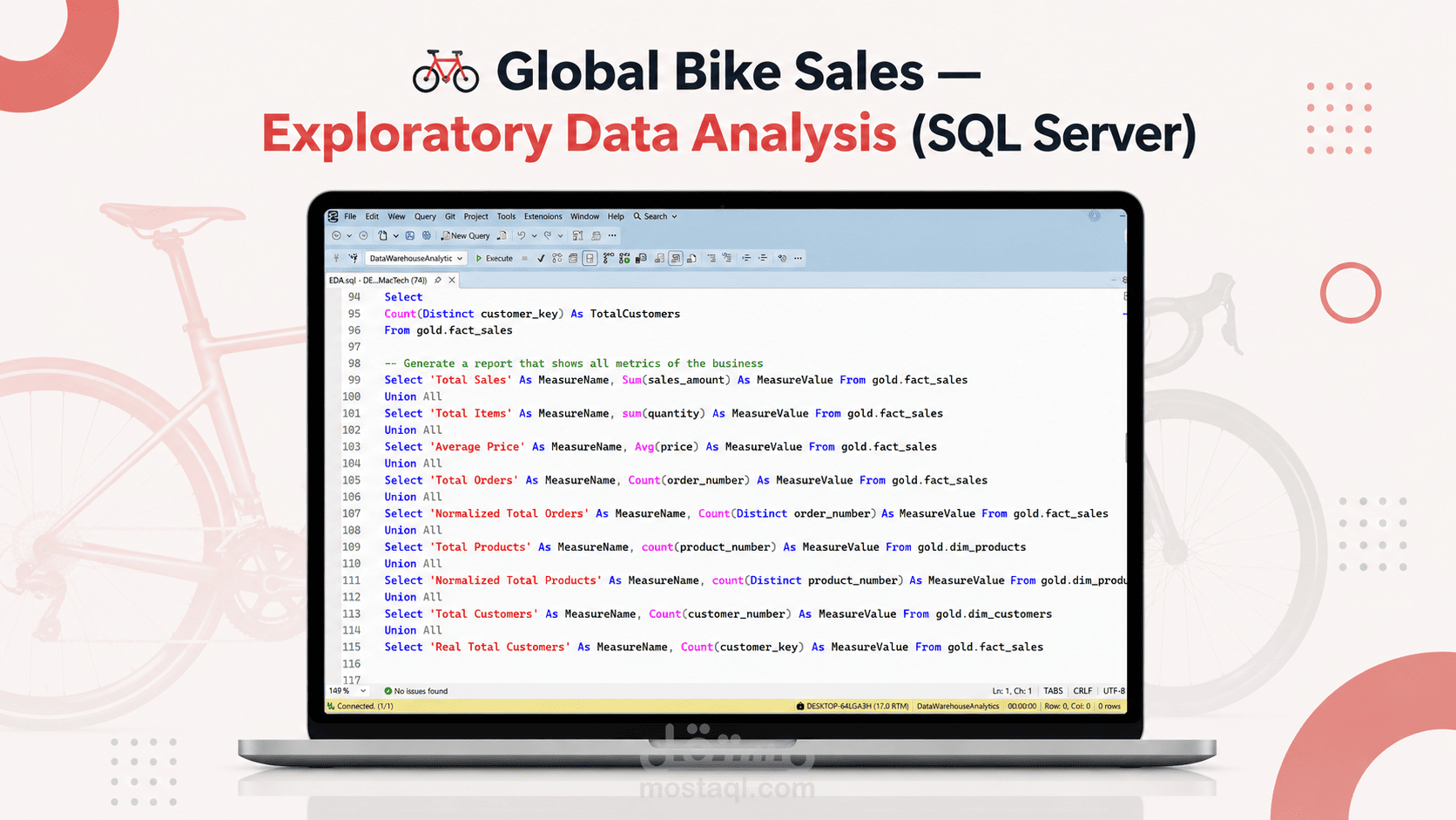 🚲 مبيعات الدراجات لمتجر عالمي — التحليل الاستكشافي للبيانات باستخدام SQL Server