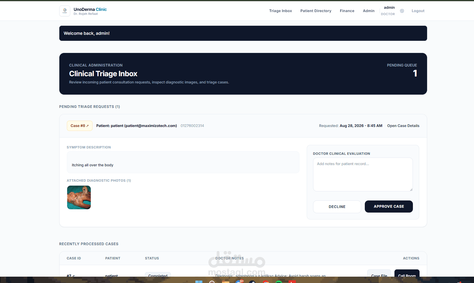 Online clinic website