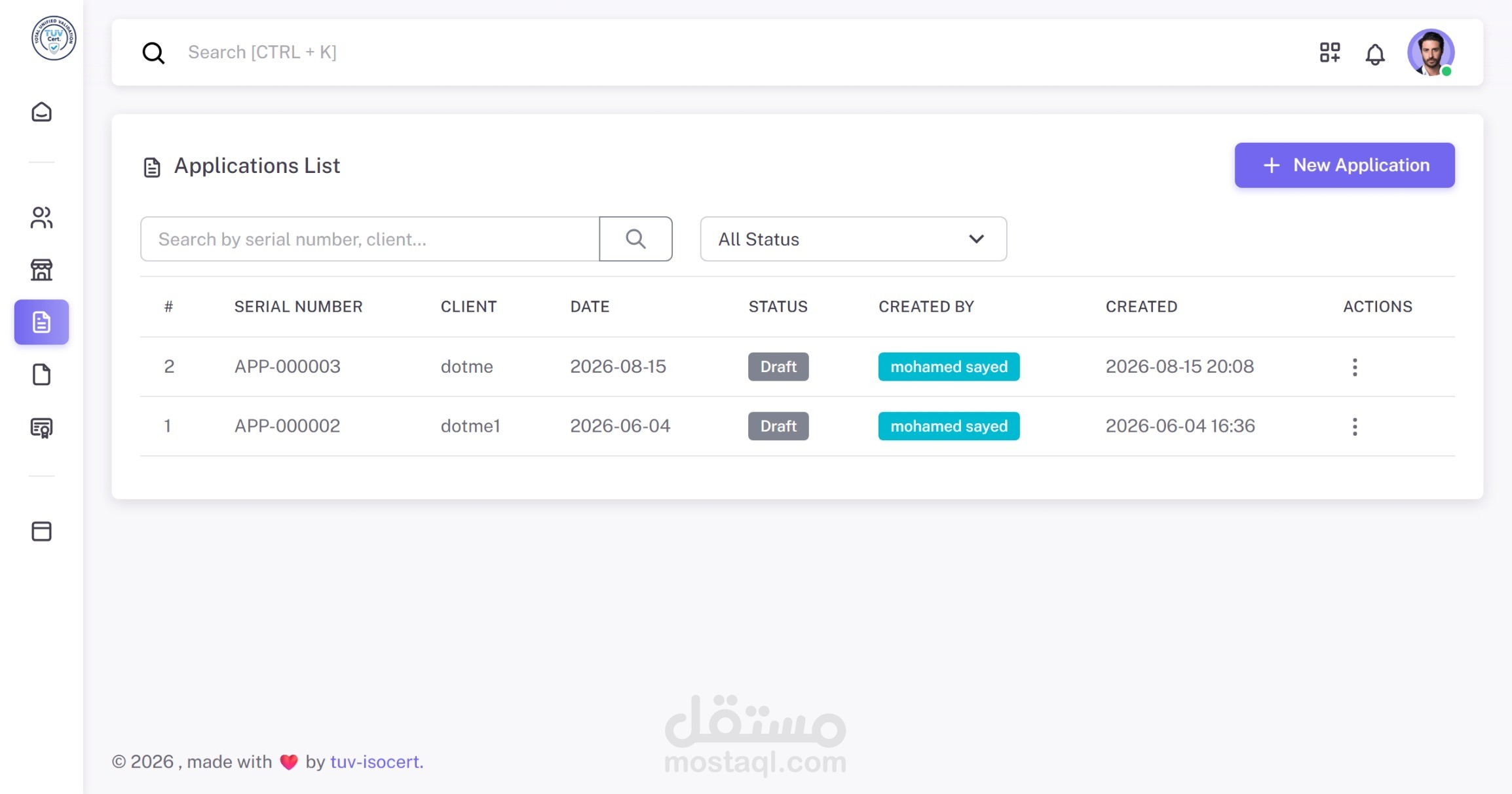 تطوير بوابة "TUV-ISOCert" الرقمية - نظام لإصدار شهادات الأيزو وإدارة طلبات الاعتماد