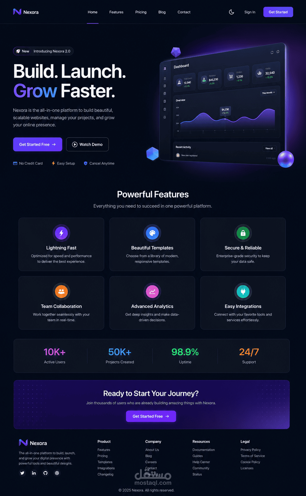 صفحة هبوط هادئة ومتجاوبة - Nexora