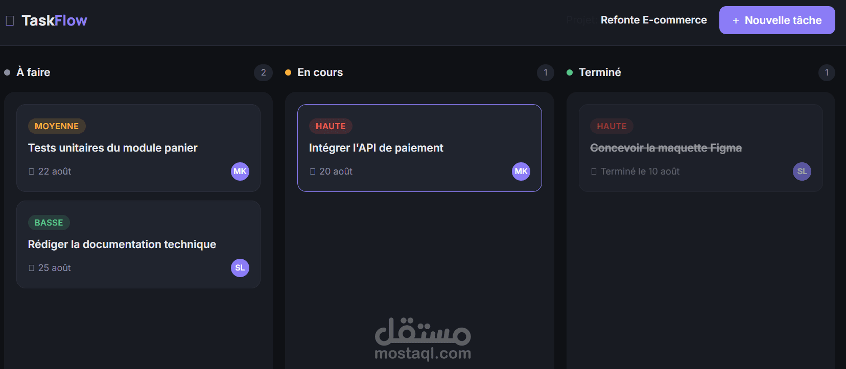 TaskFlow – نظام إدارة المهام بأسلوب Kanban