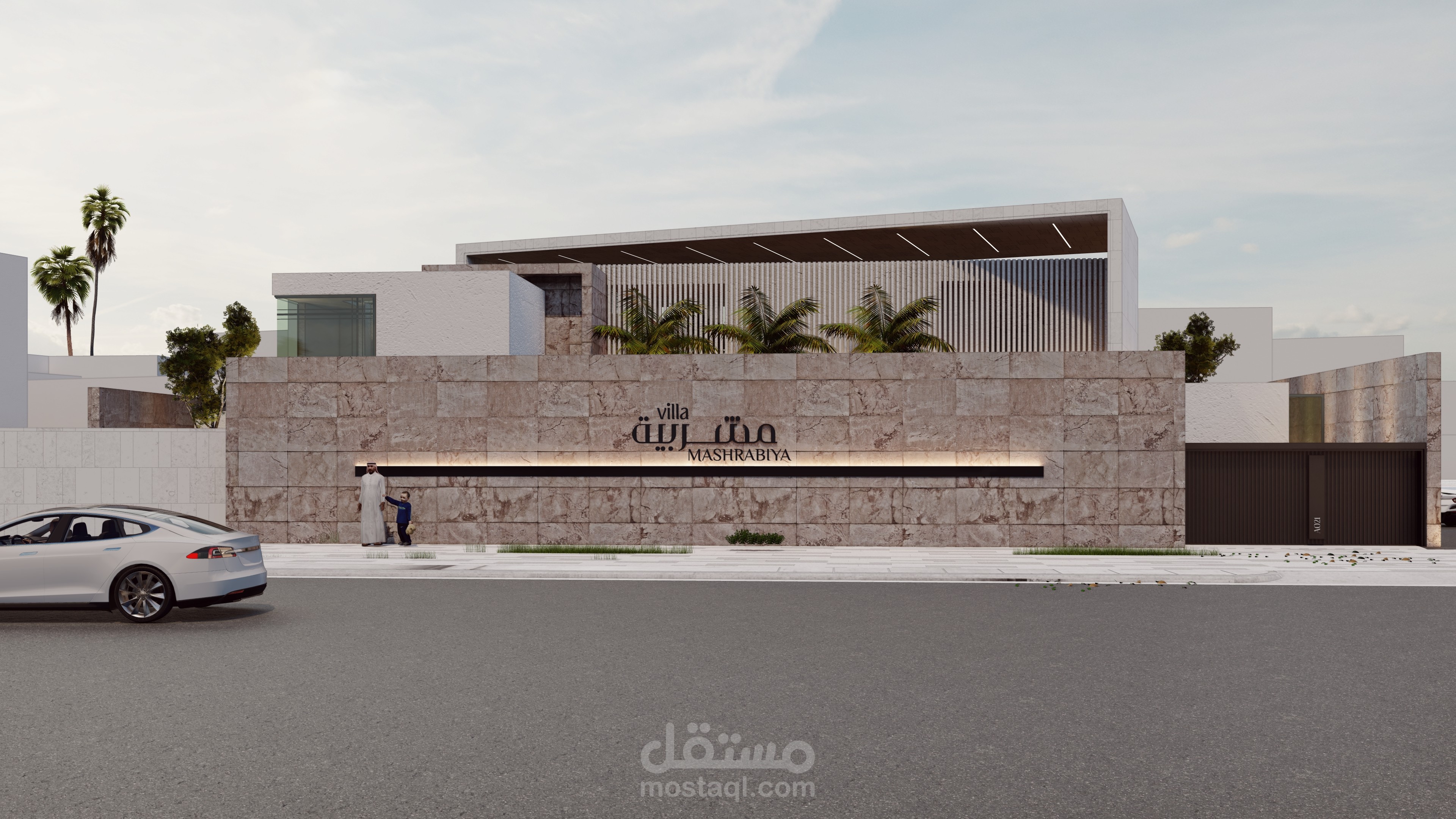 تصميم واجهة فيلا مودرن بلمسات معمارية فاخرة