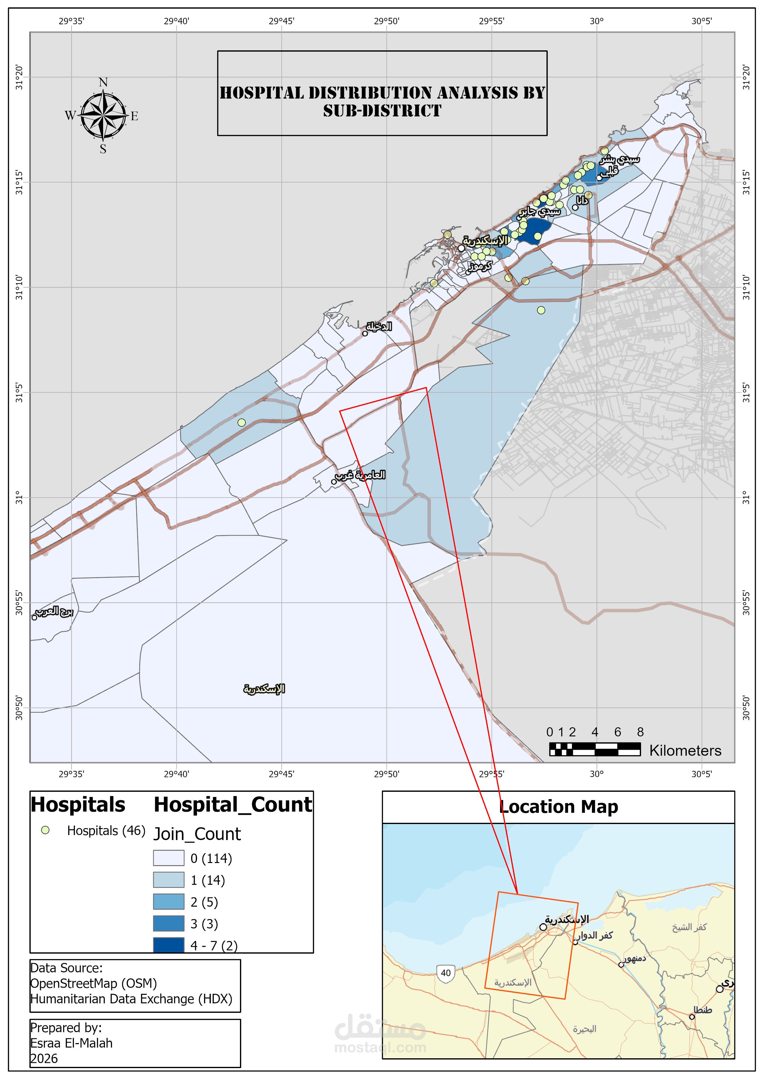 Hospital Distribution Analysis in Alexandria