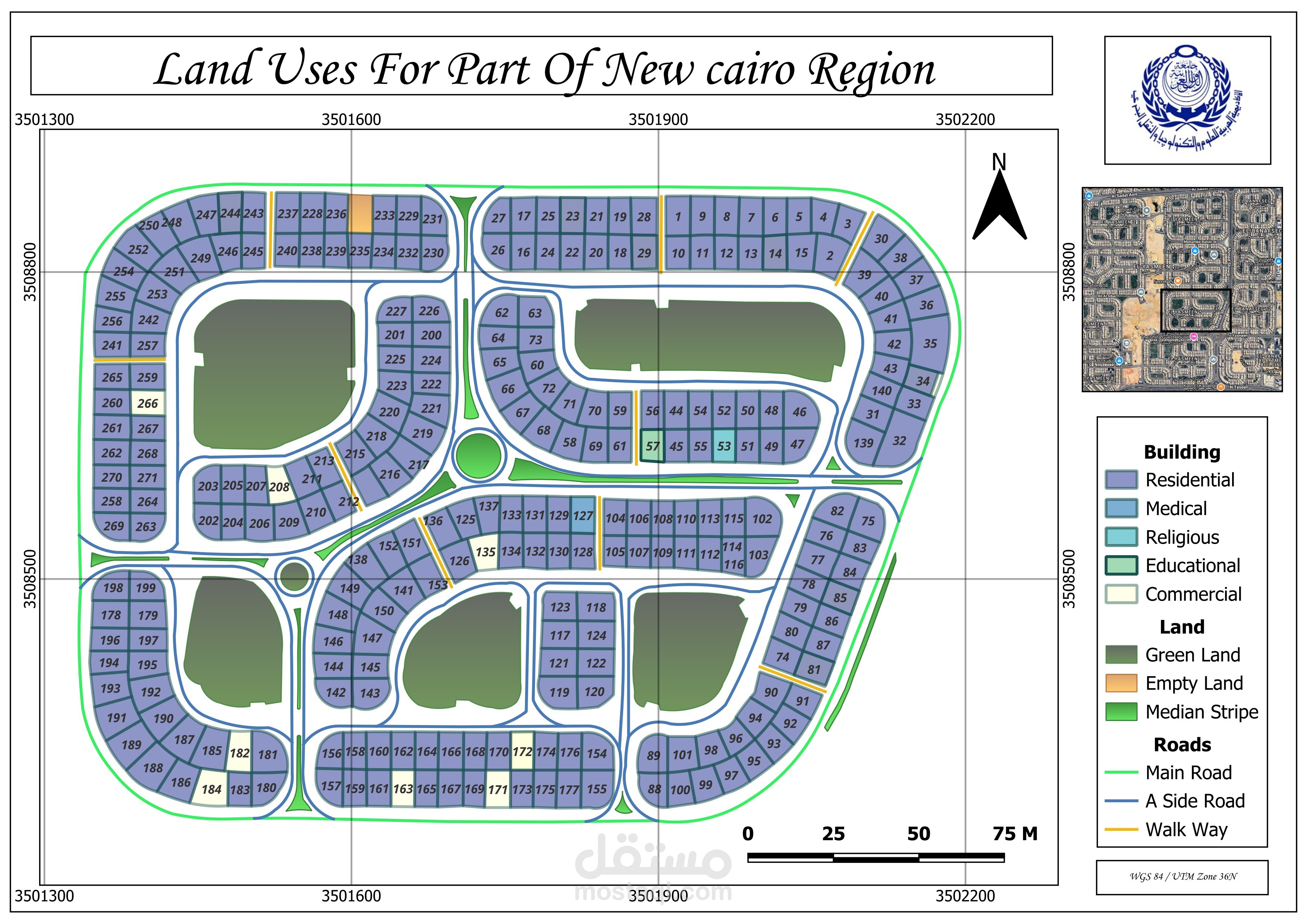 Land use for part of New Cairo Region