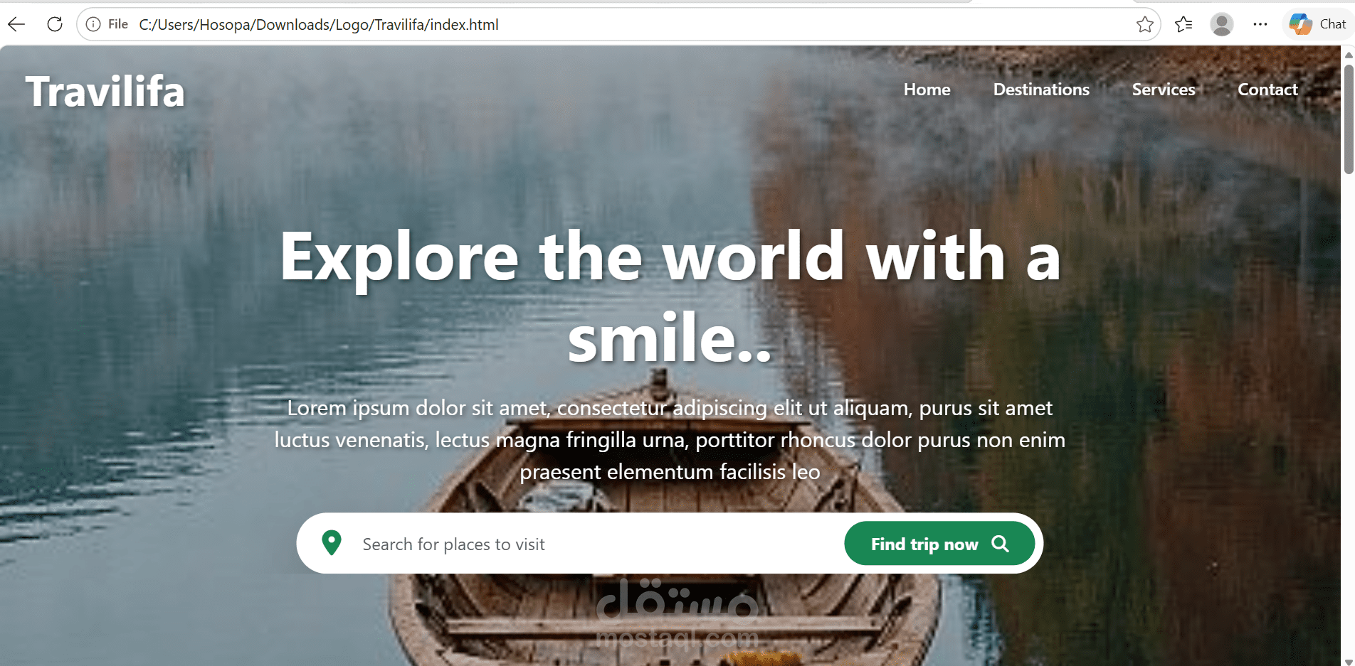 تصميم واجهة موقع سياحة وحجز رحلات (Travel Agency Landing Page)
