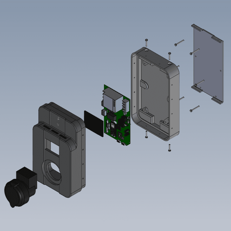 تصميم ميكانيكي وتطوير هيكل شاحن سيارات كهربائية (EV Charger Enclosure) بمعايير DFM