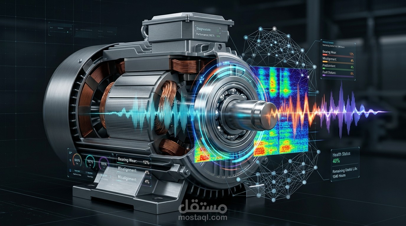 نظام ذكاء اصطناعي لتشخيص وتصنيف أعطال المحركات والآلات الدوارة (CNN & Signal Processing)