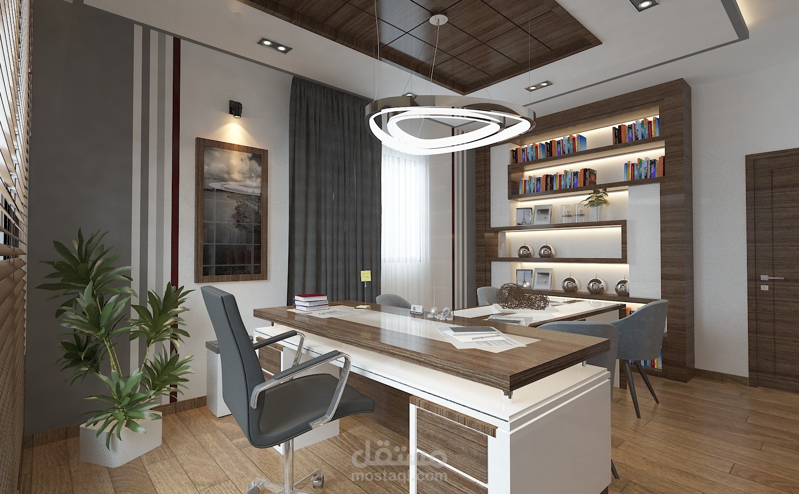 تصميم مكتبة منزل باحترافية