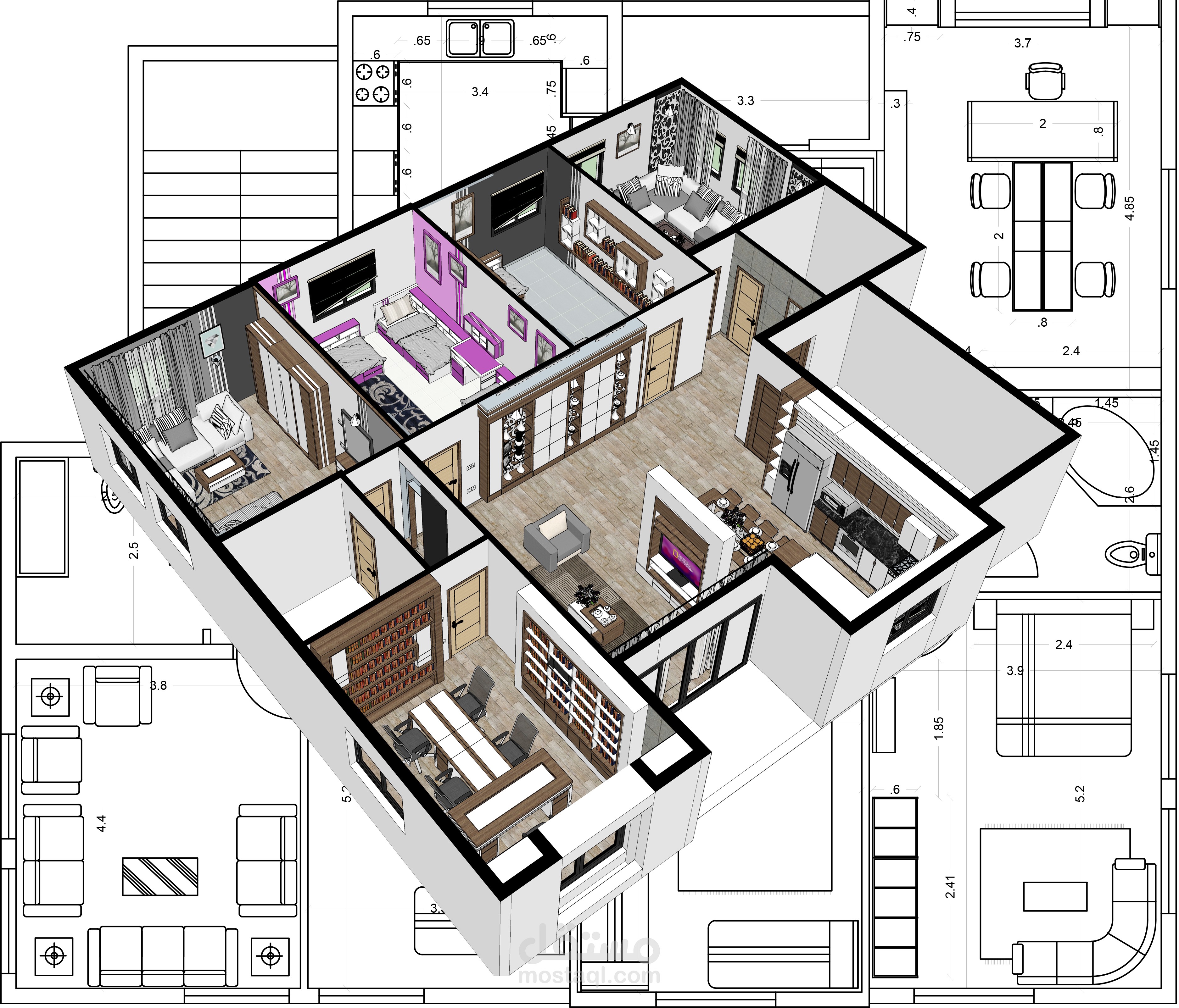 تصميم شقة سكنية