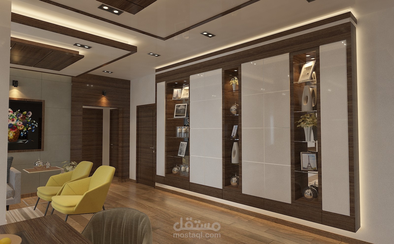 تصميم بوفيه معلق على الحائط