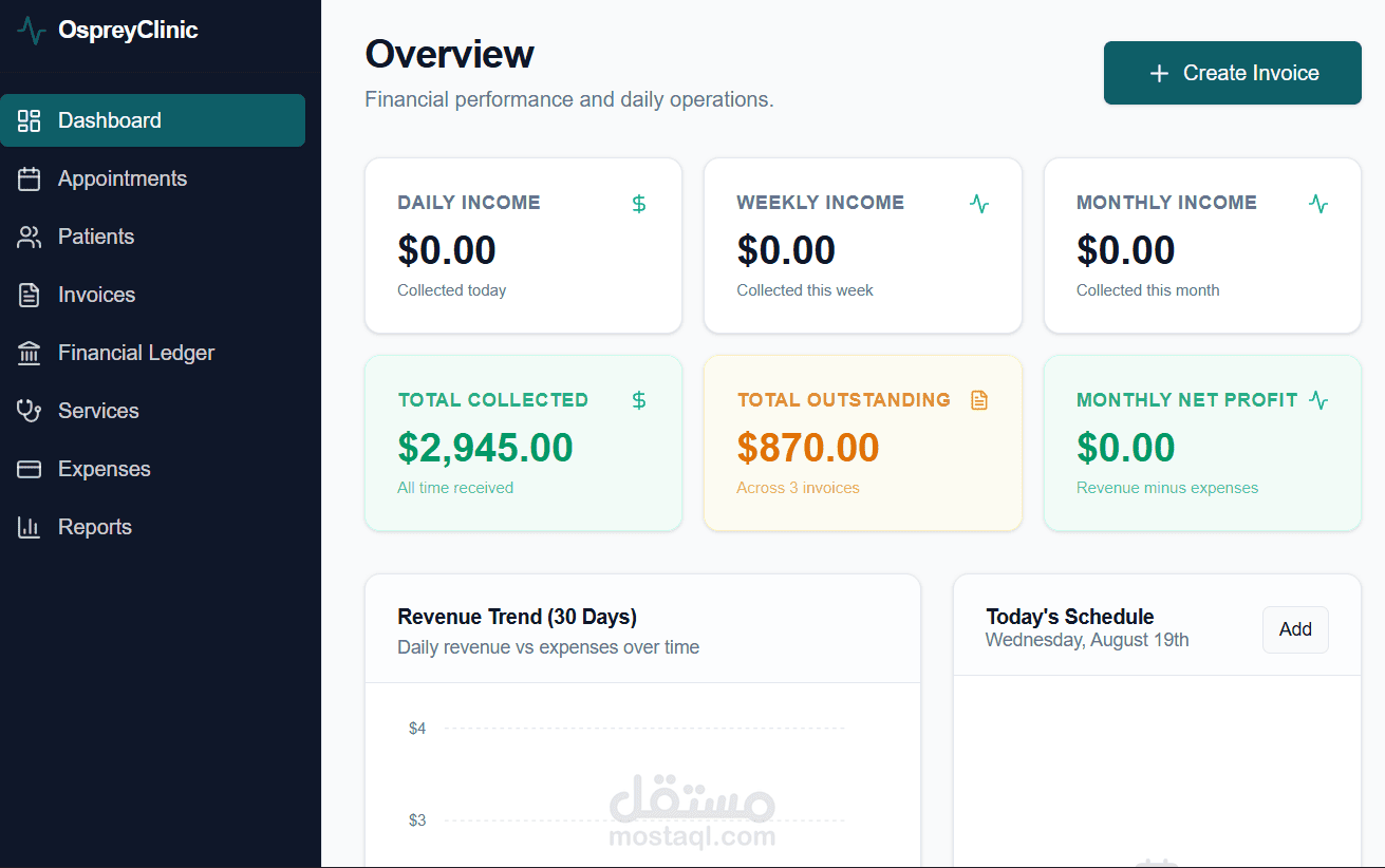 Clinic Finance Hub (OspreyClinic)