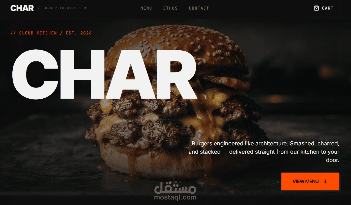 تصميم موقع مطعم Cloud Kitchen — CHAR