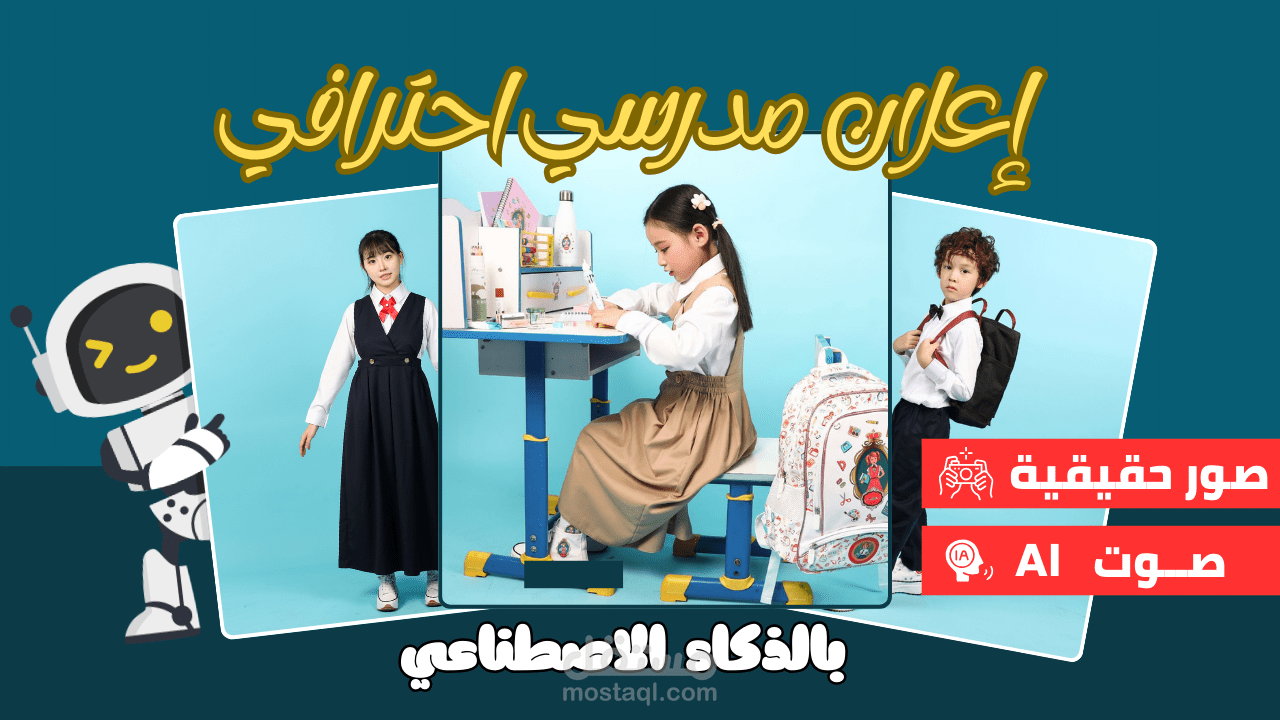 "إعلان مدرسي احترافي | تحريك صور حقيقية + صوت بالذكاء الاصطناعي"