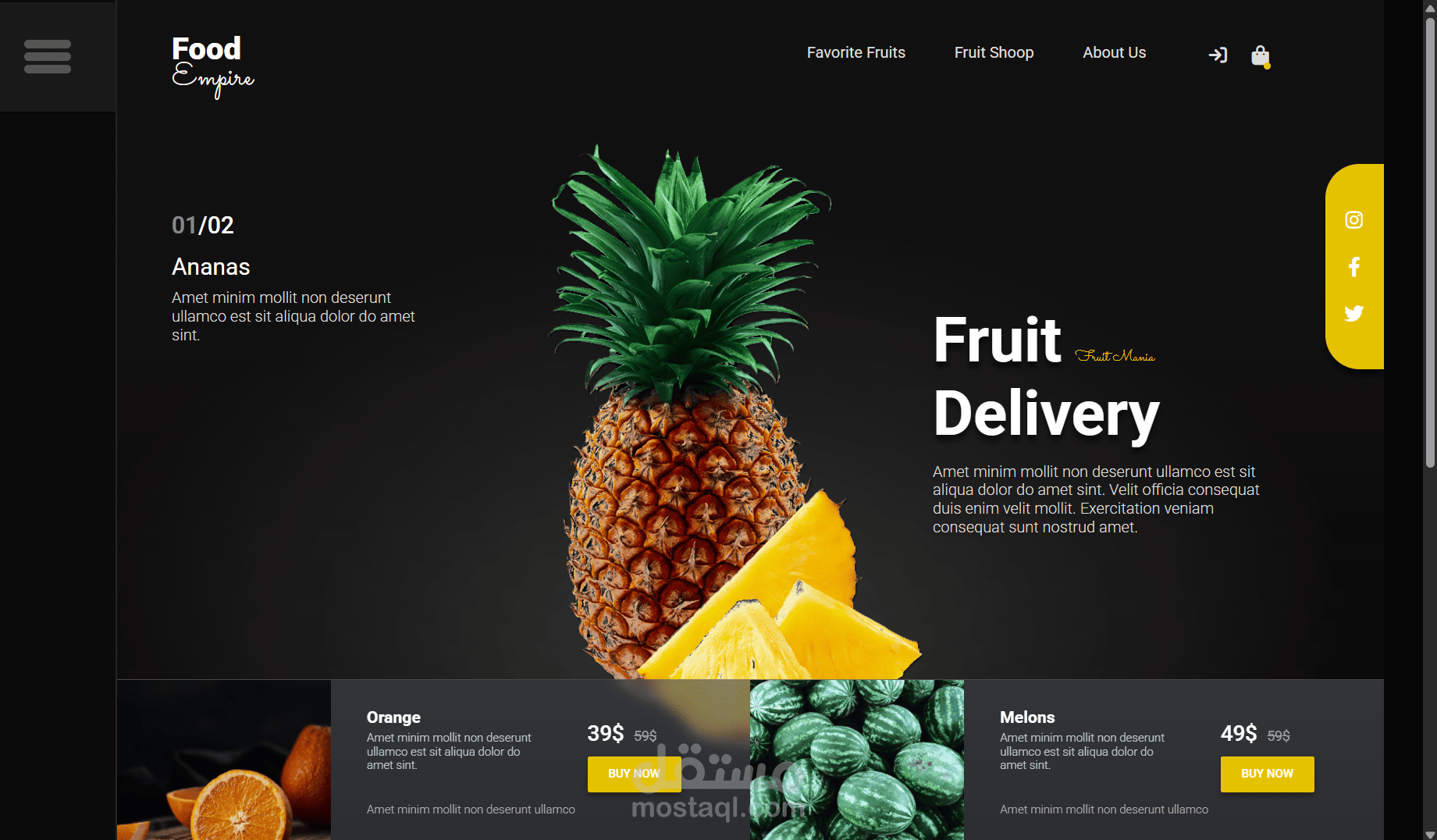 تصميم وتطوير واجهة متجر إلكتروني متجاوبة | Food Empire E-Commerce UI