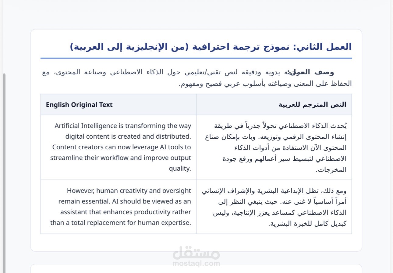 ترجمة احترافية ودقيقة لنص من الإنجليزية إلى العربية