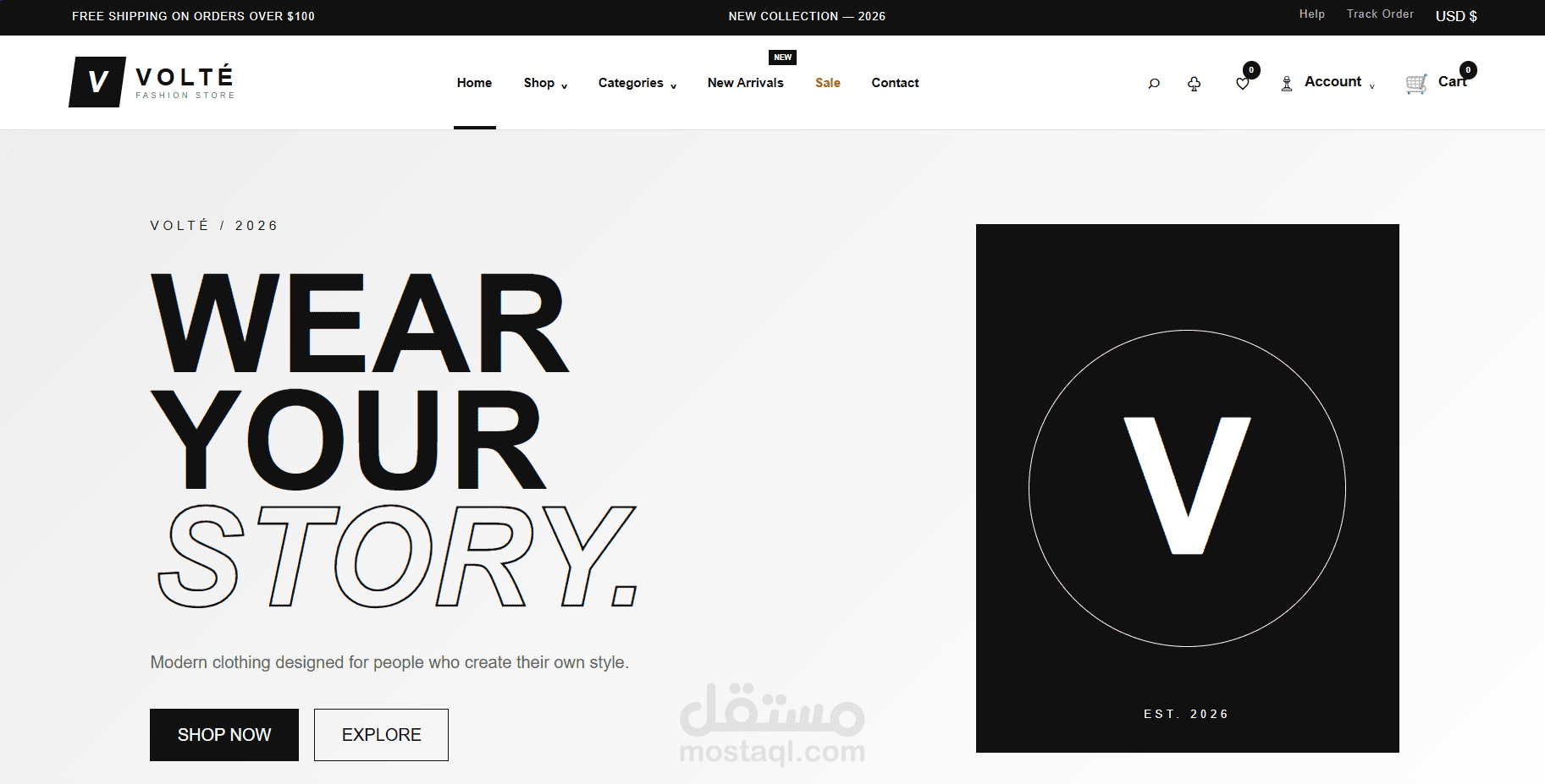 # Vanta Store – متجر إلكتروني للملابس  تصميم وتطوير متجر ملابس إلكتروني عصري وتفاعلي باسم **Vanta Store**، مع واجهة احترافية سهلة الاستخدام لعرض المنتجات وتنظيمها بطريقة جذابة.