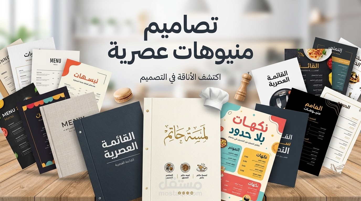 تصميم منيو مطعم احترافي وعصري جذاب (قائمة طعام) يزيد مبيعاتك