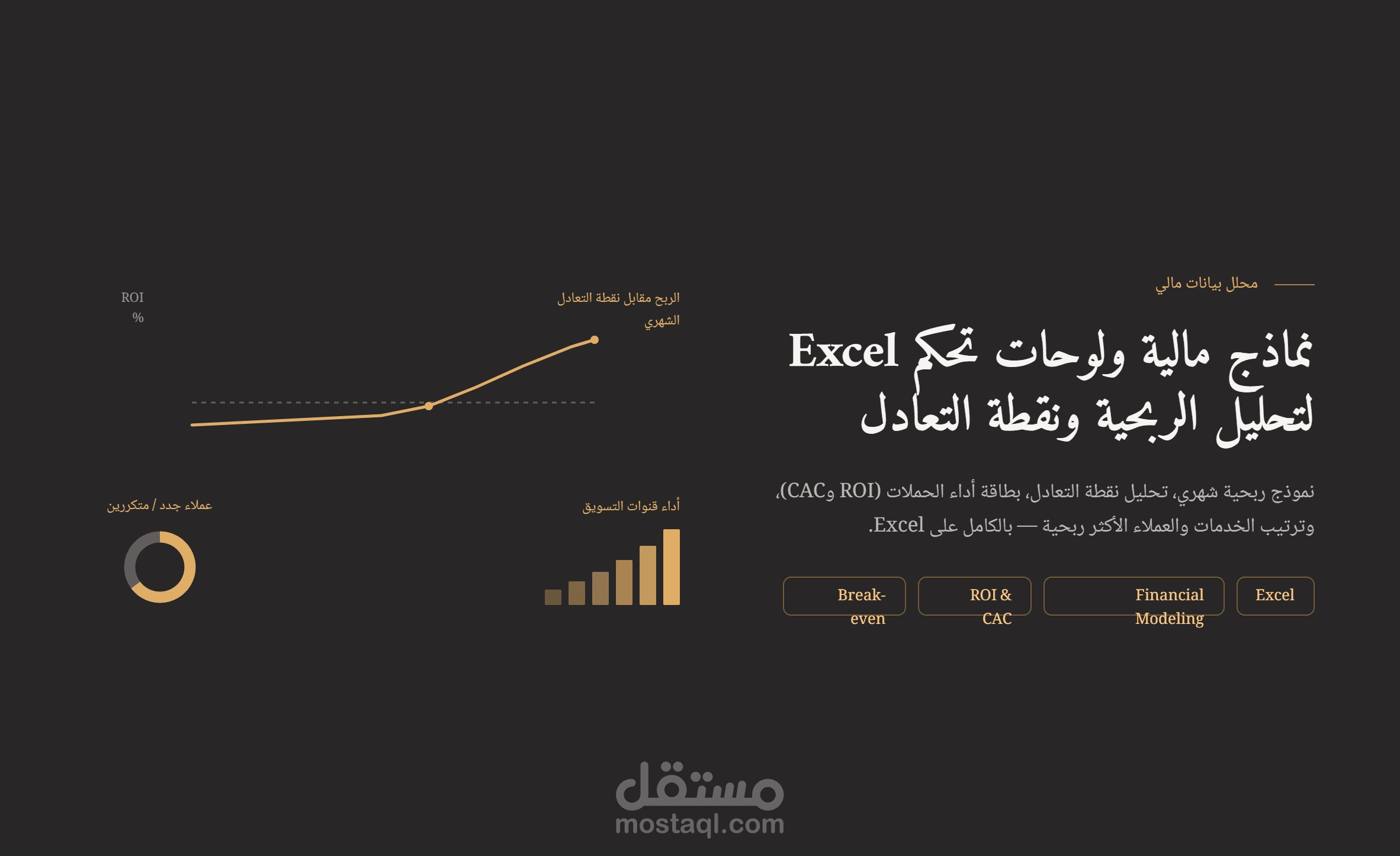 نماذج مالية ولوحات تحكم Excel لتحليل الربحية ونقطة التعادل