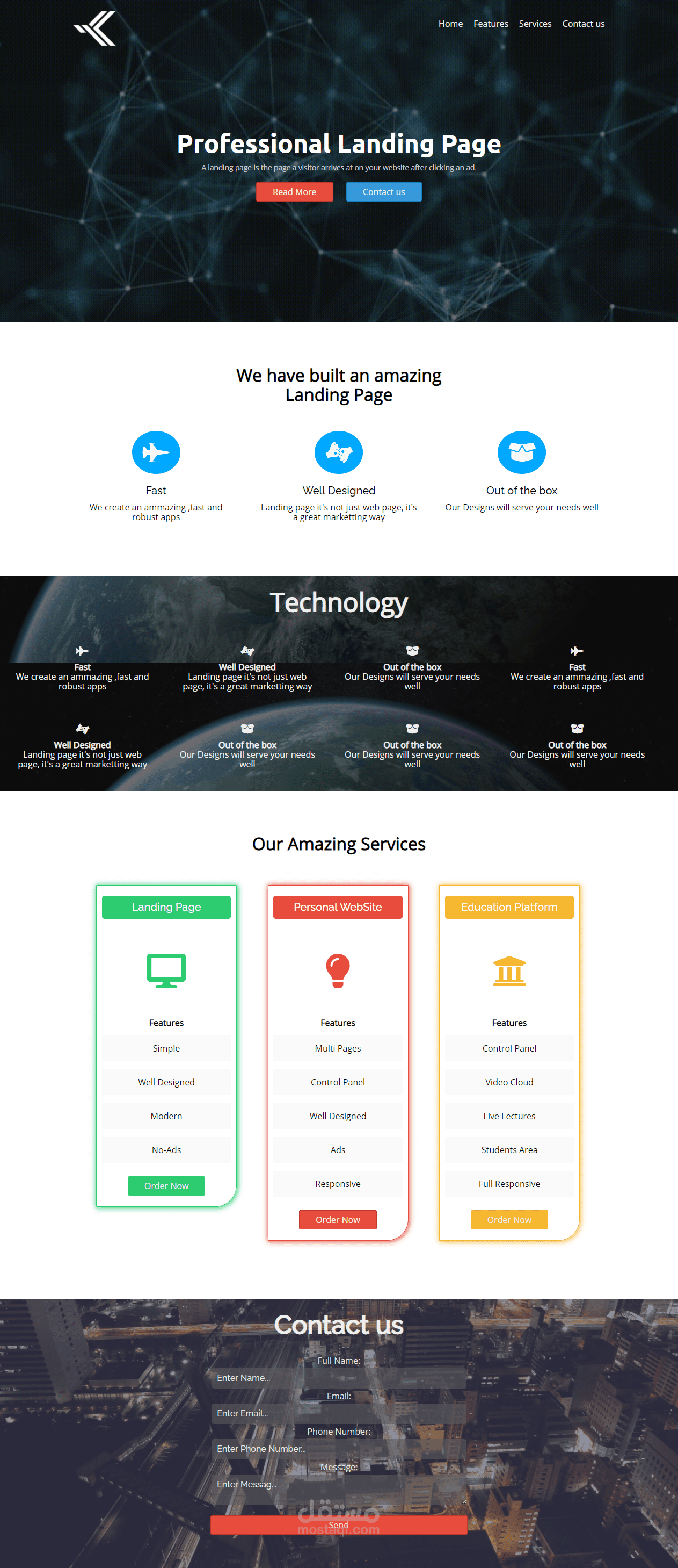 تنفيذ صفحة هبوط (Landing Page)  بسيطة