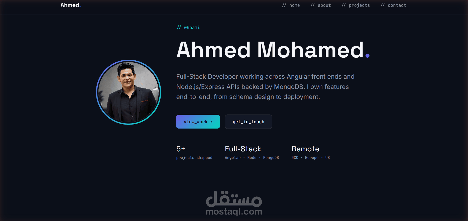 بورتفوليو شخصي متكامل (Full-Stack Portfolio) — Angular SSR + Node.js API