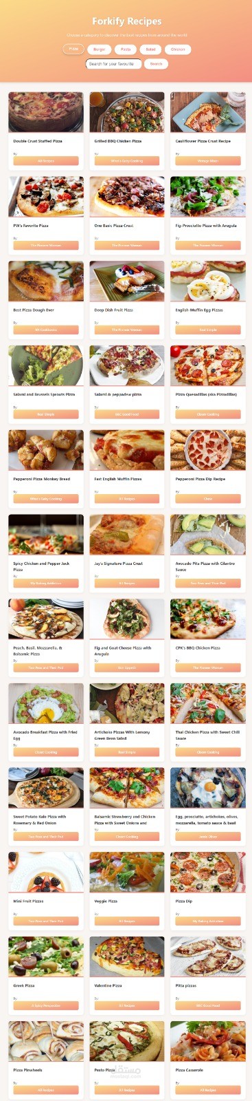تطبيق ويب للبحث عن وصفات الطعام وتحضيرها (Forkify Recipes Web App)