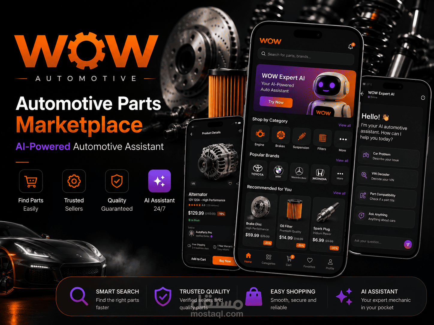 تطبيق WOW الذي يسهل على الناس إيجاد قطع الغيار الأصلية والمتوافقة مع سياراتهم .