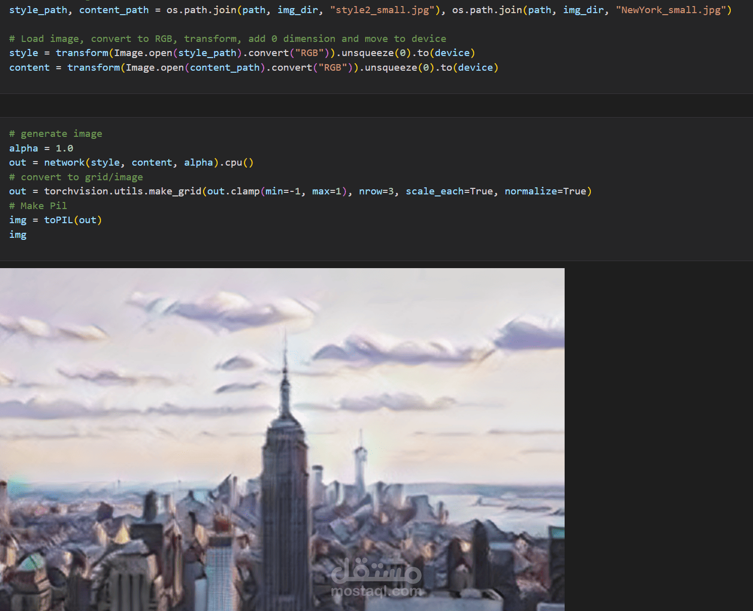 Image style transfer project