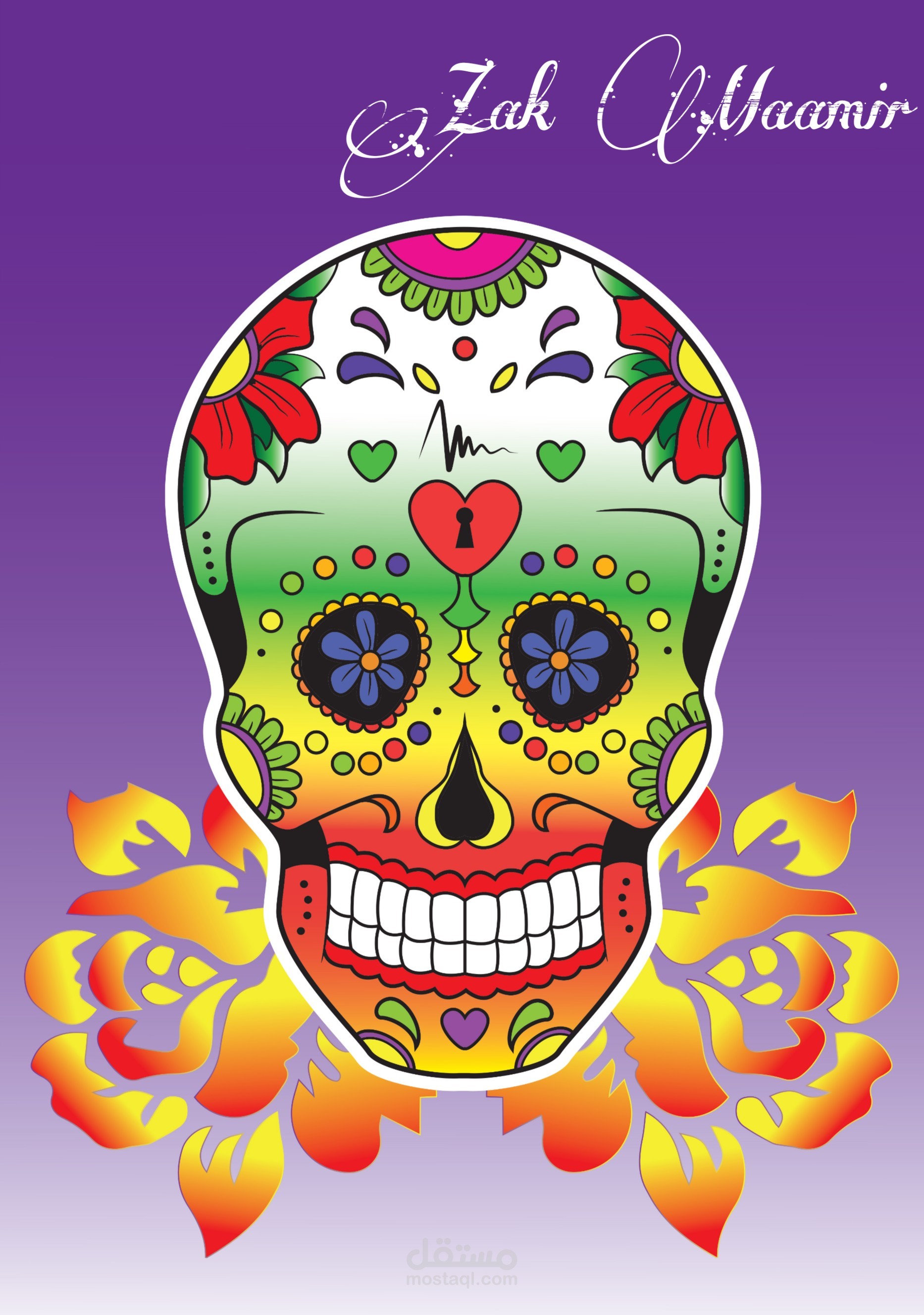 Colored Skull vector for t-shirt