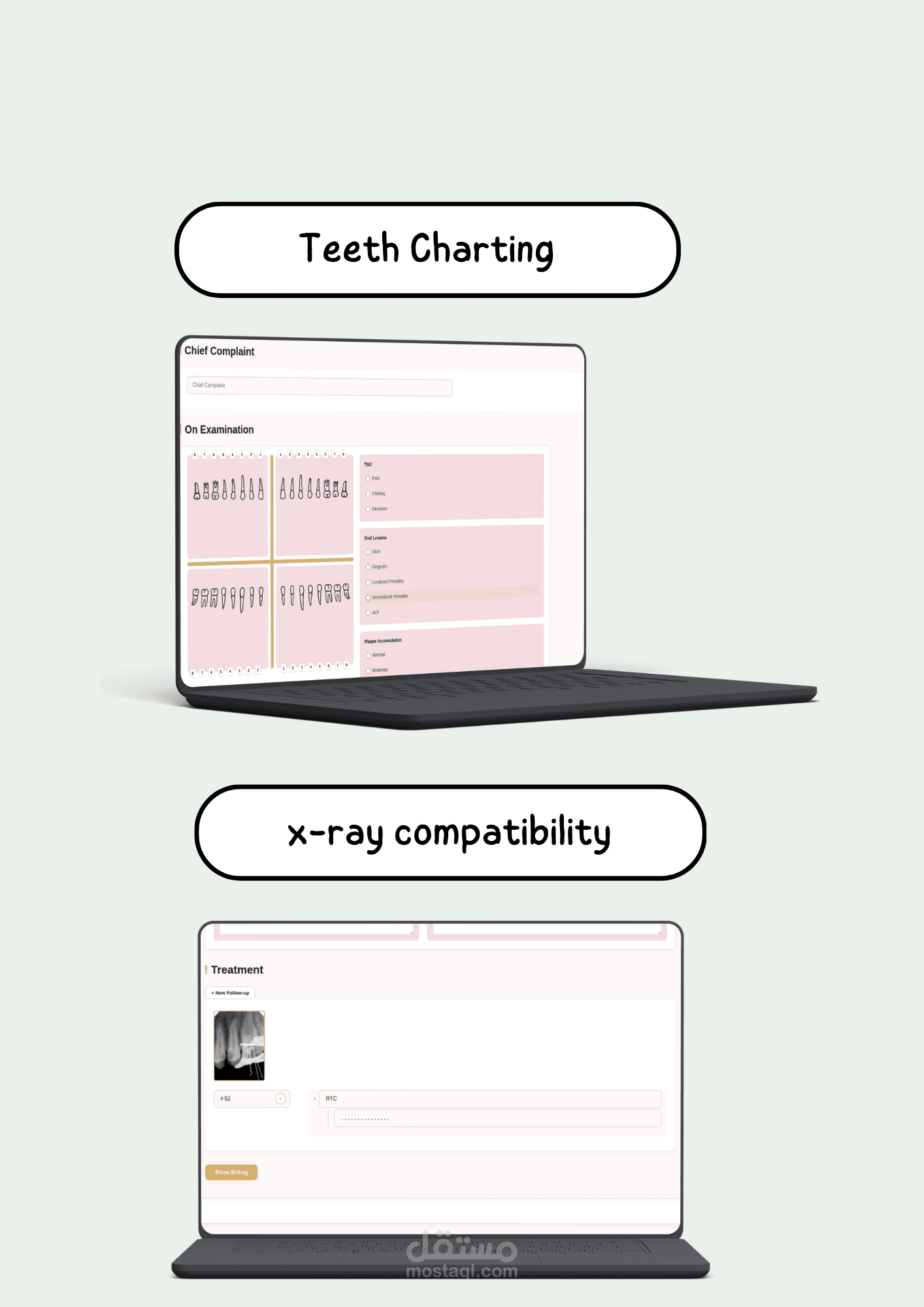 تطبيق ويب لعيادة طب أسنان (تشمل الأشعة والcharting)