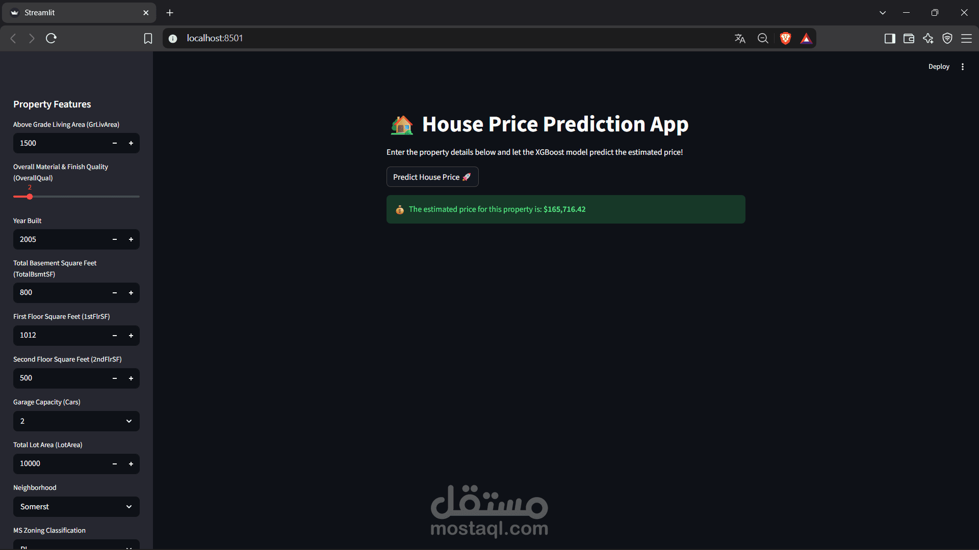 سأقوم ببناء نموذج Machine Learning وتطوير تطبيق ويب تفاعلي (Streamlit) لمشروعك أو سأقوم ببناء وتطوير نموذج توقع وتنبؤ احترافي بالبايثون مع واجهة ويب.