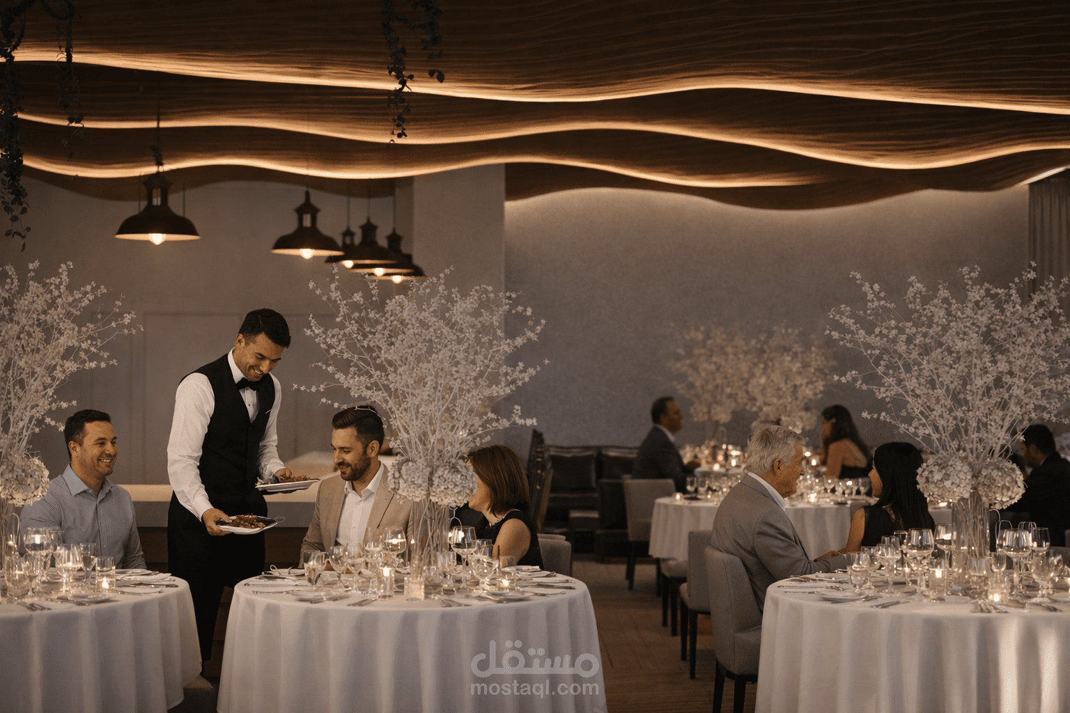 تصميم مطعم مع بار