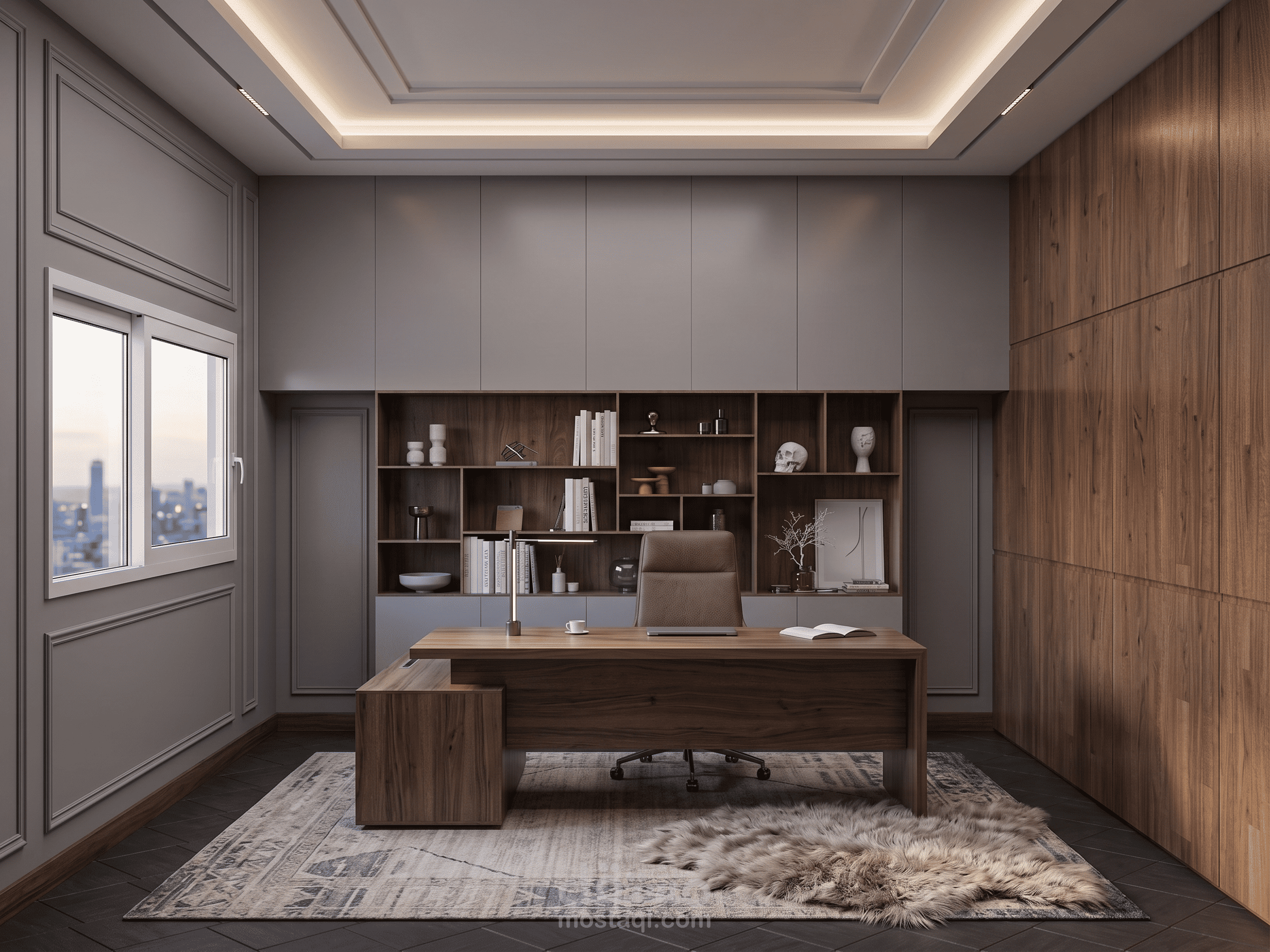 تصميم مكتب منزلي راقٍ