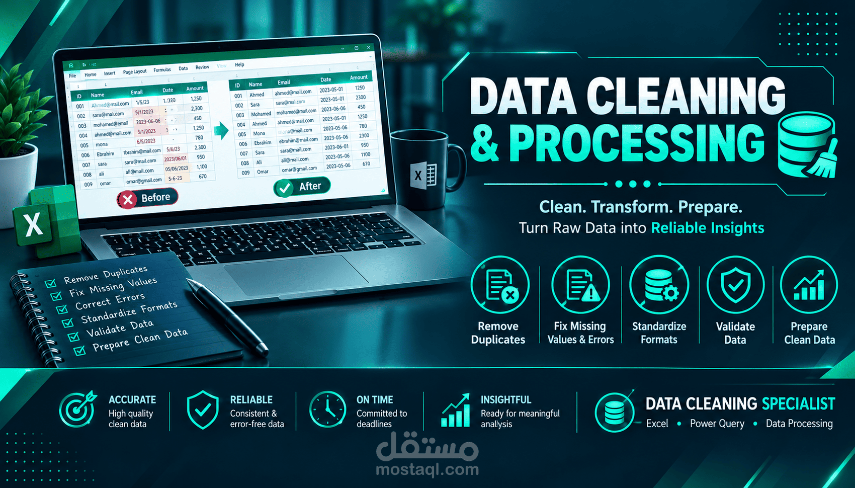 تنظيف و معالجه البيانات باستخدام EXCEL