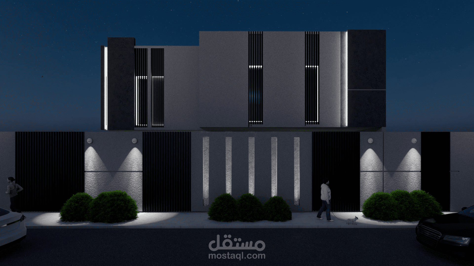 واجهة فيلا بالسعودية ليلي نهاري