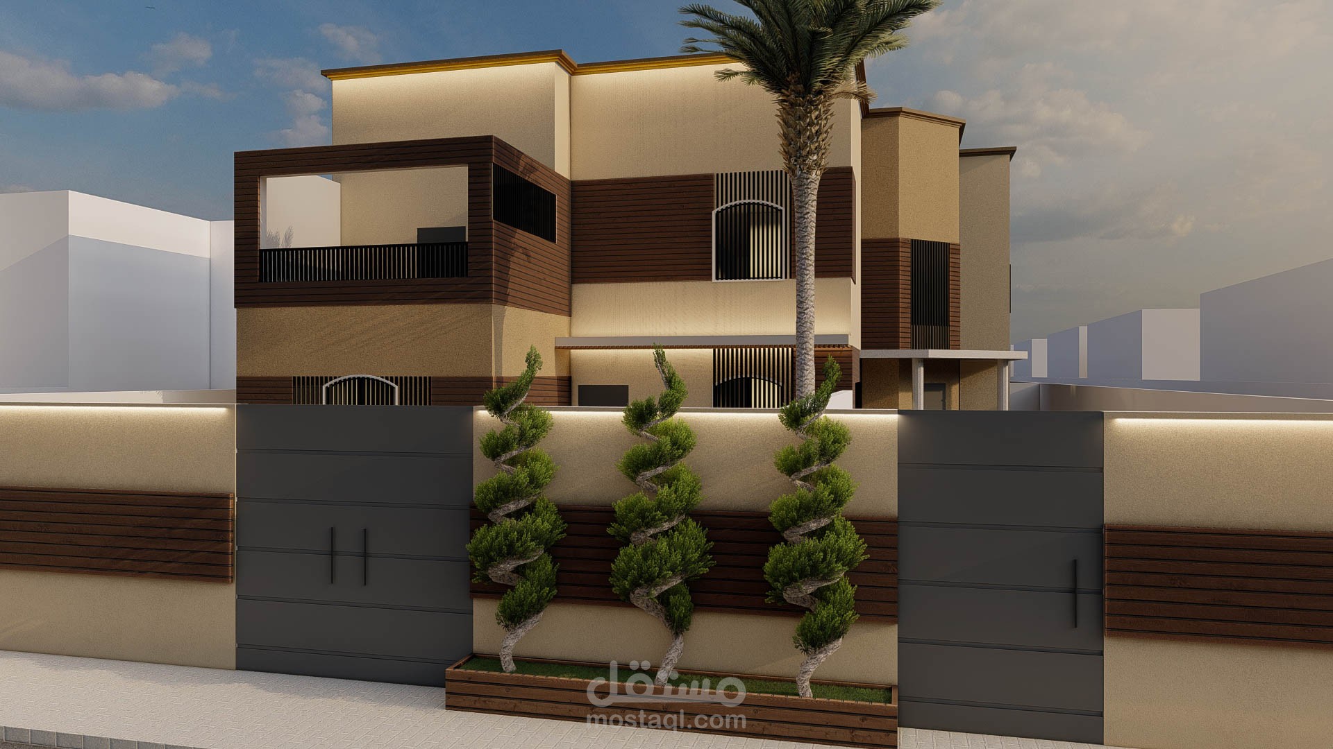 تصميم واجهات لفيلا بالسعودية بأقل التكاليف