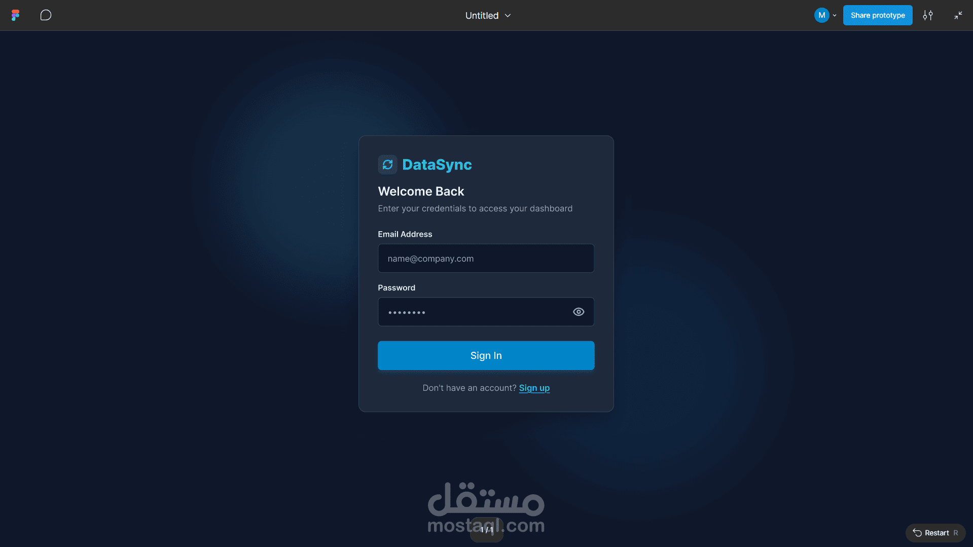Modern Dark-Themed User Authentication UI Component in Figma
