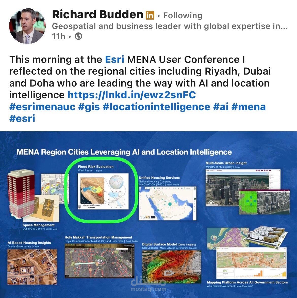 المشاركة خلال مؤتمر إيزري بالرياض Esri MENA Conference 2026 .