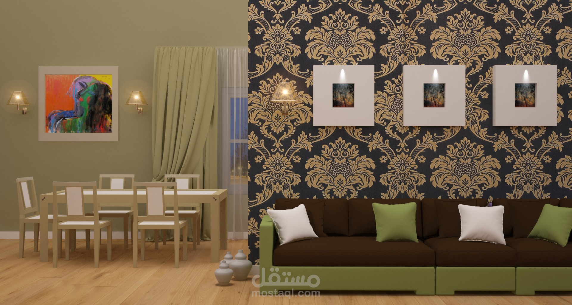 تصميم داخلي لغرفة معيشة