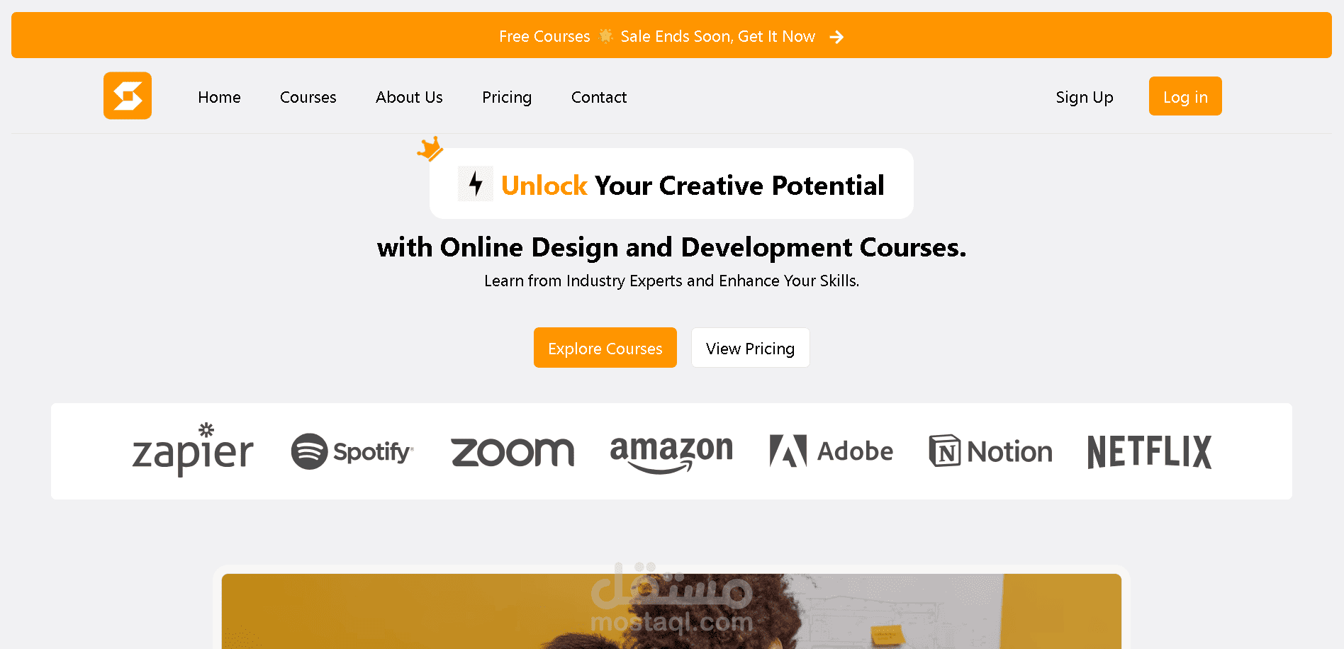 A website for selling courses online