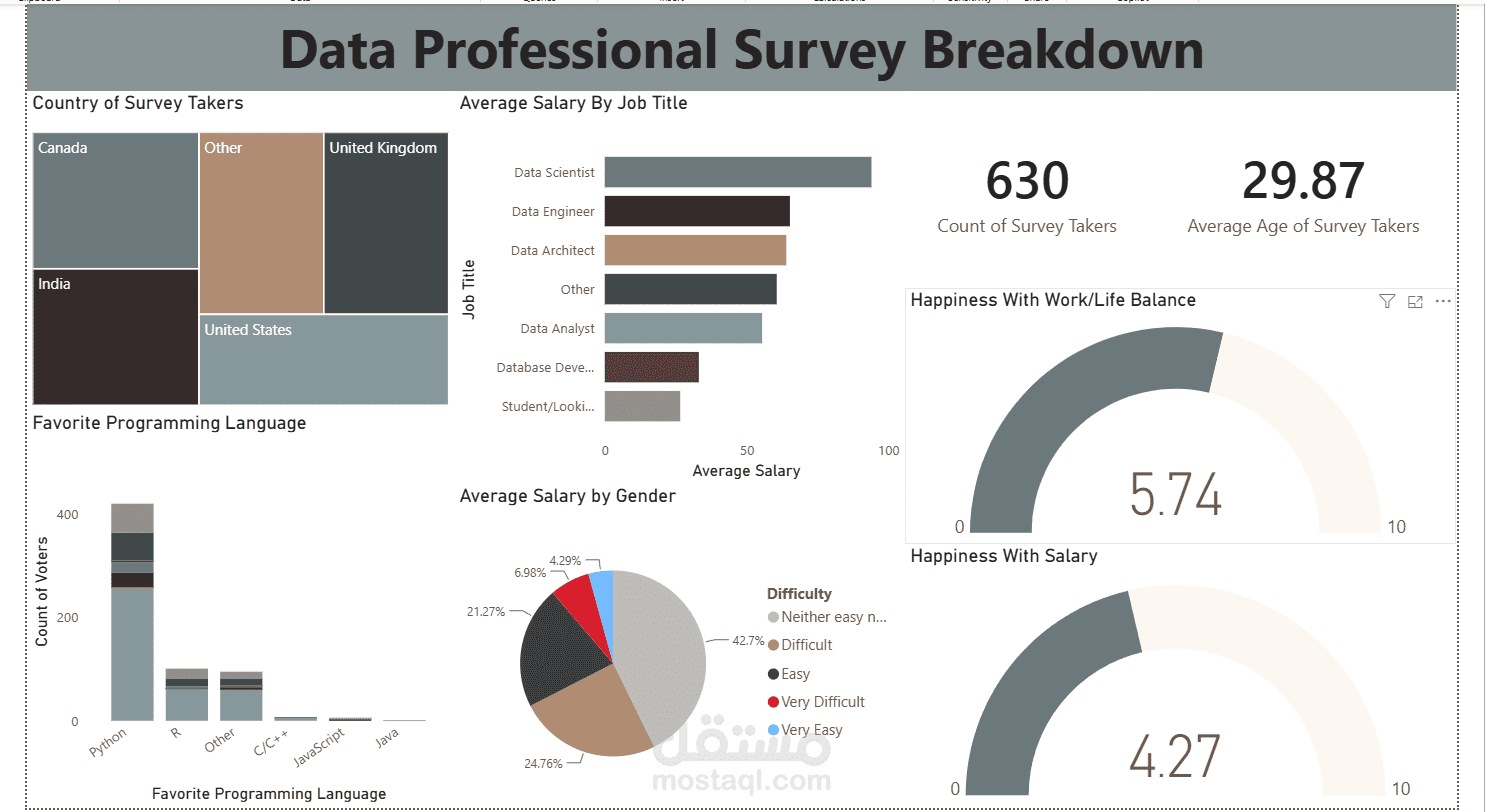 لوحة تحليلات استبيان متخصصي البيانات | Data Professional Survey Analytics Dashboard
