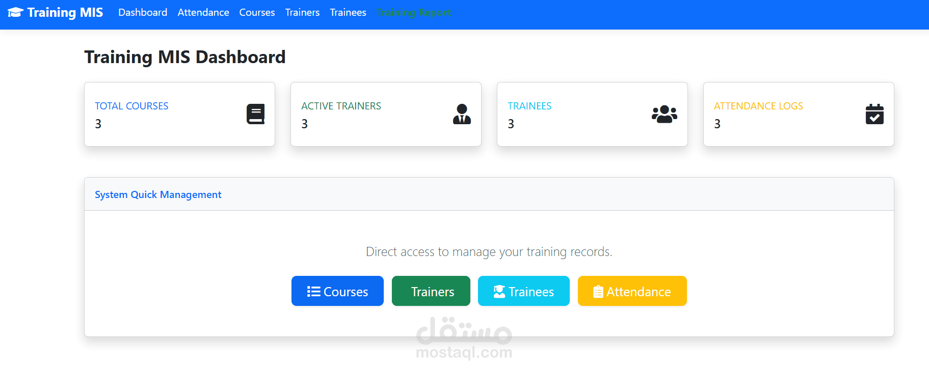 Training Course Management Information System (MIS) using ASP.NET Core