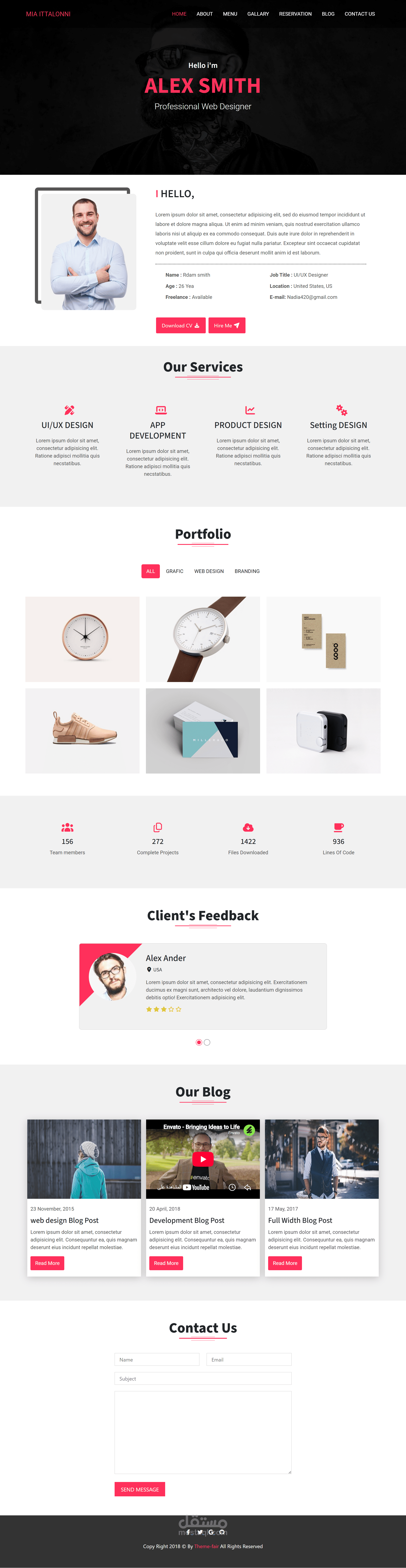 تطوير موقع Portfolio متجاوب باستخدام HTML وCSS وJavaScript