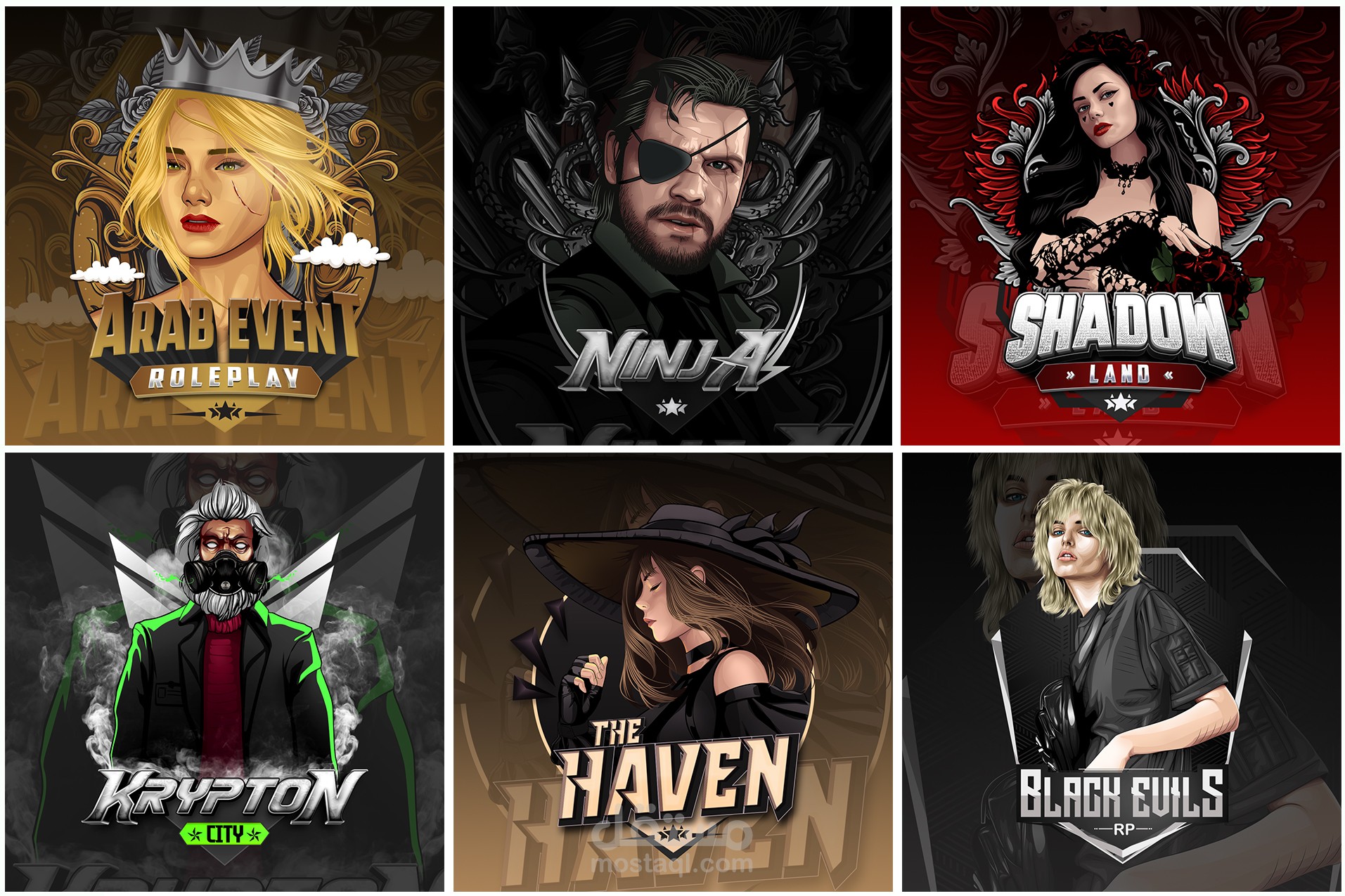 معرض أعمالي في تصميم لوغوهات الألعاب (Gaming Logos)