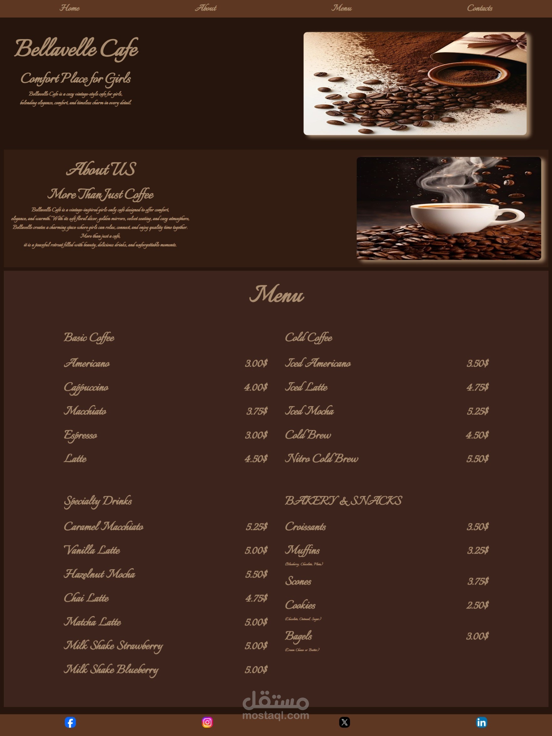 Bellavelle Cafe Website