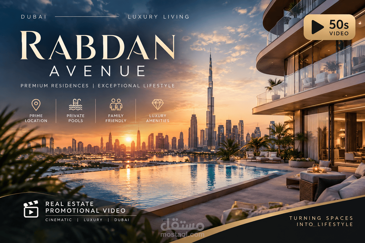 فيديو إعلاني سينمائي لمشروع عقاري فاخر في دبي – Rabdan Avenue