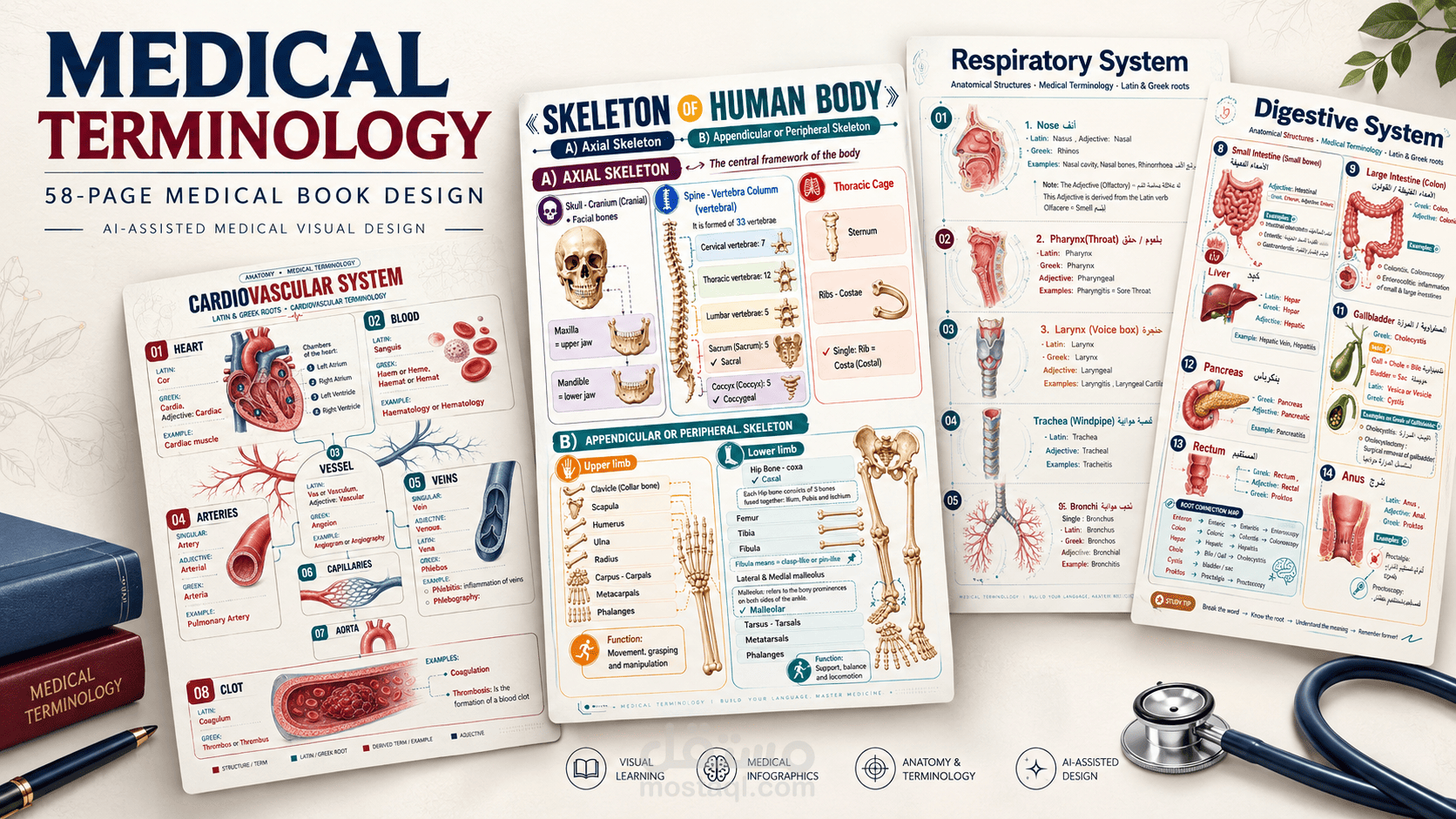 جزء من أعمالي في كتاب Medical Terminology مكون 58 صفحة
