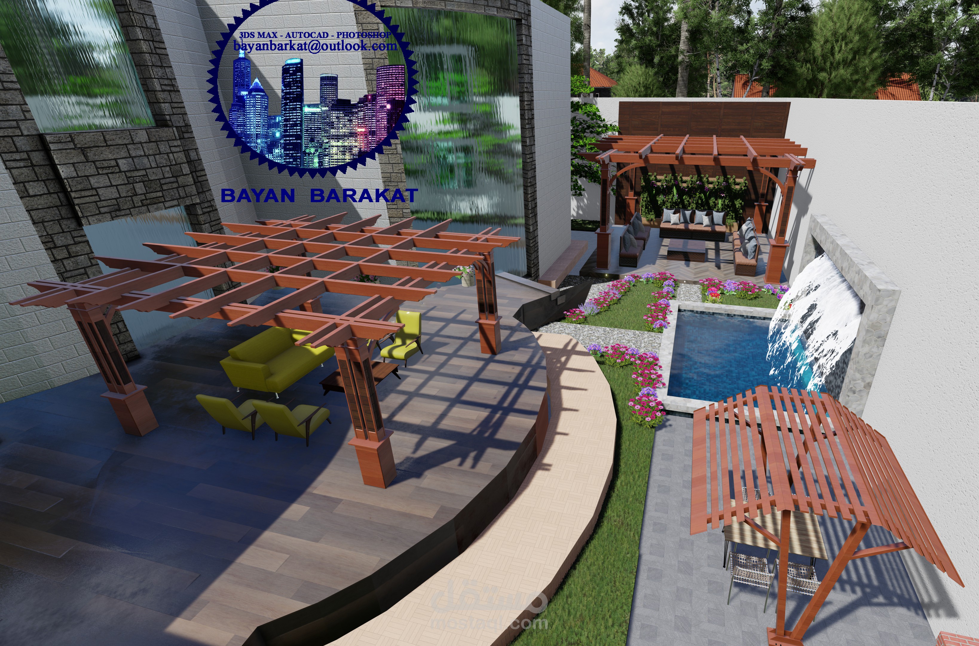 تصميم لاند سكيب لحديقة فيلا