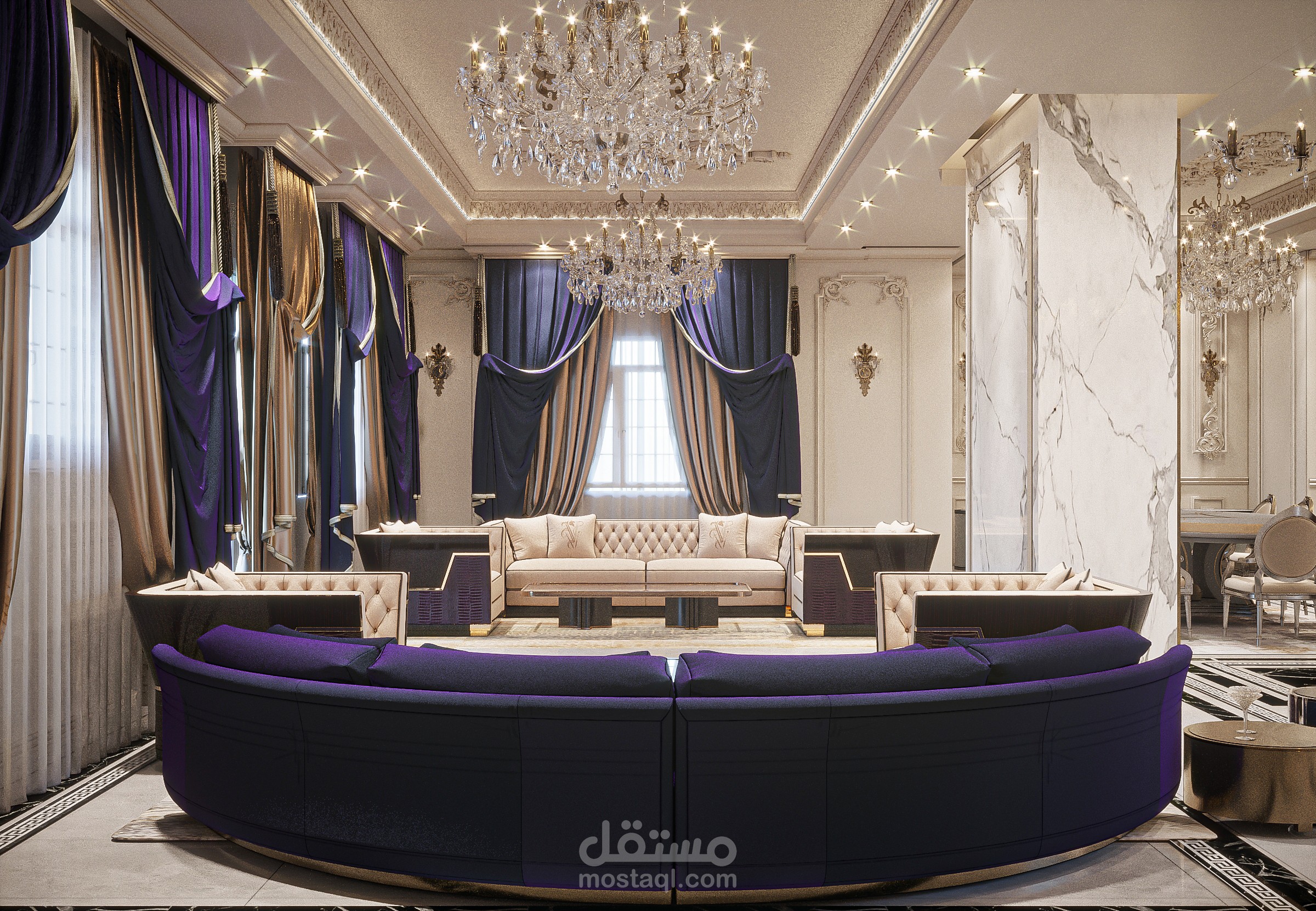 A luxurious classic living room design
